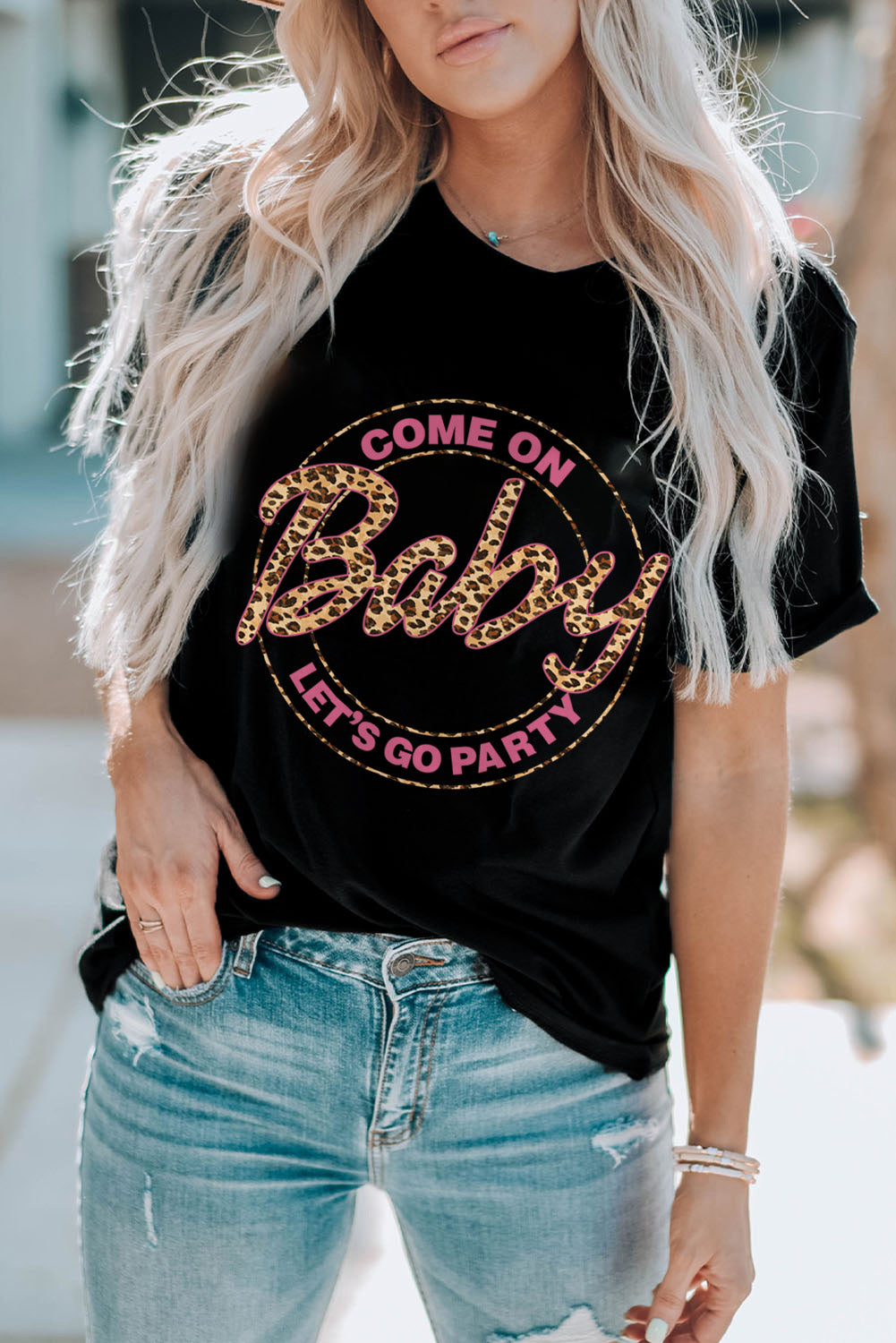 Slogan Printed Crew Neck Graphic T Shirt