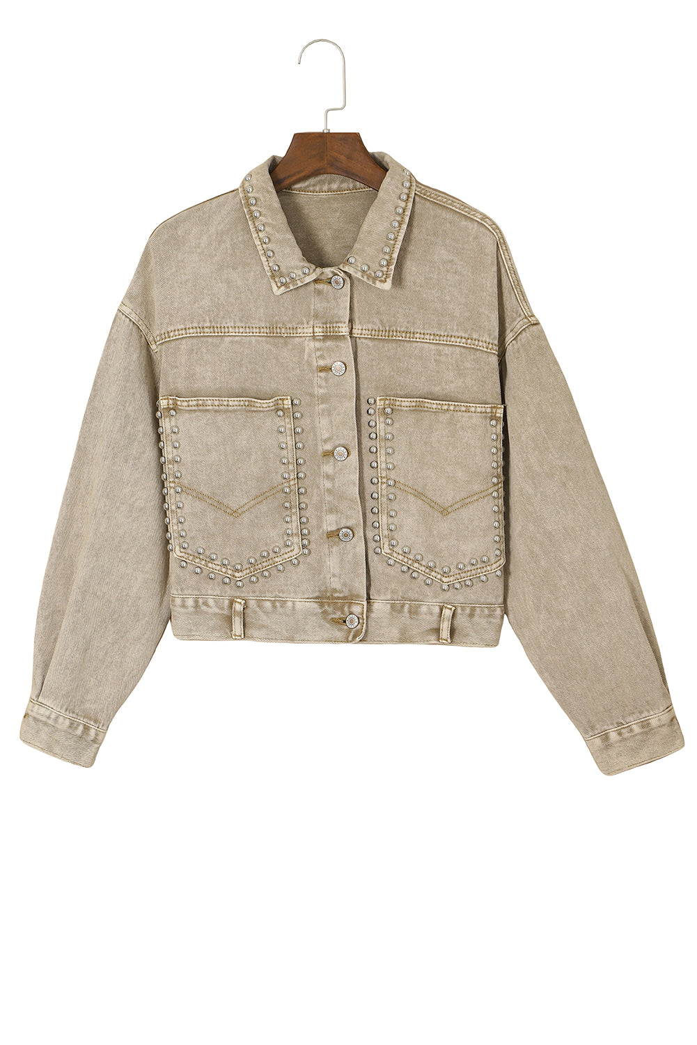 Rivet Studded Pocketed Denim Jacket