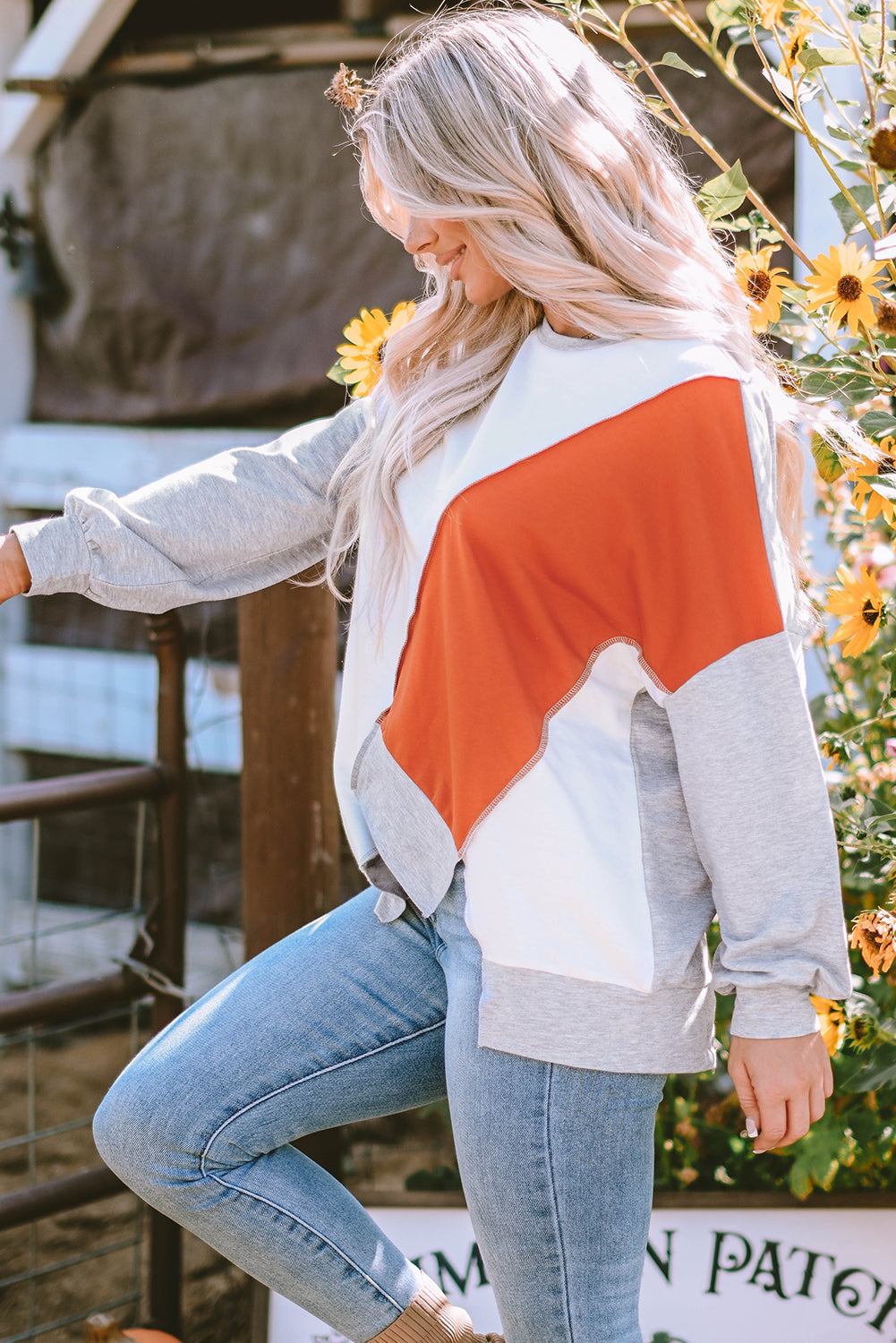 Colorblock Irregular Hem Top