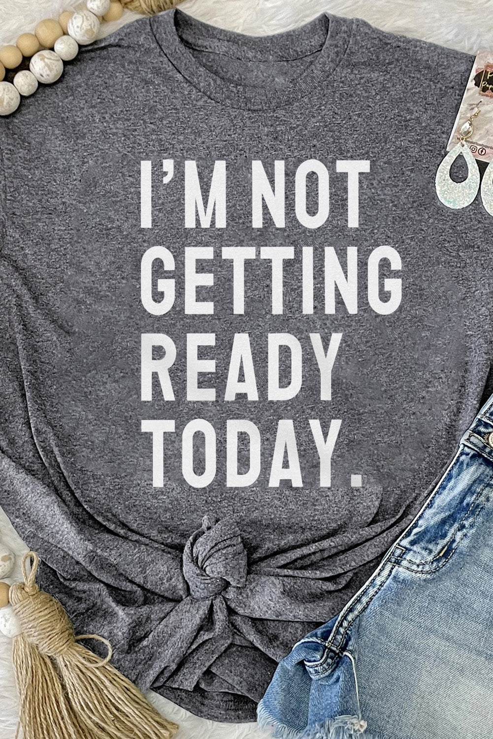 Slogan Printed Crew Neck Graphic T Shirt