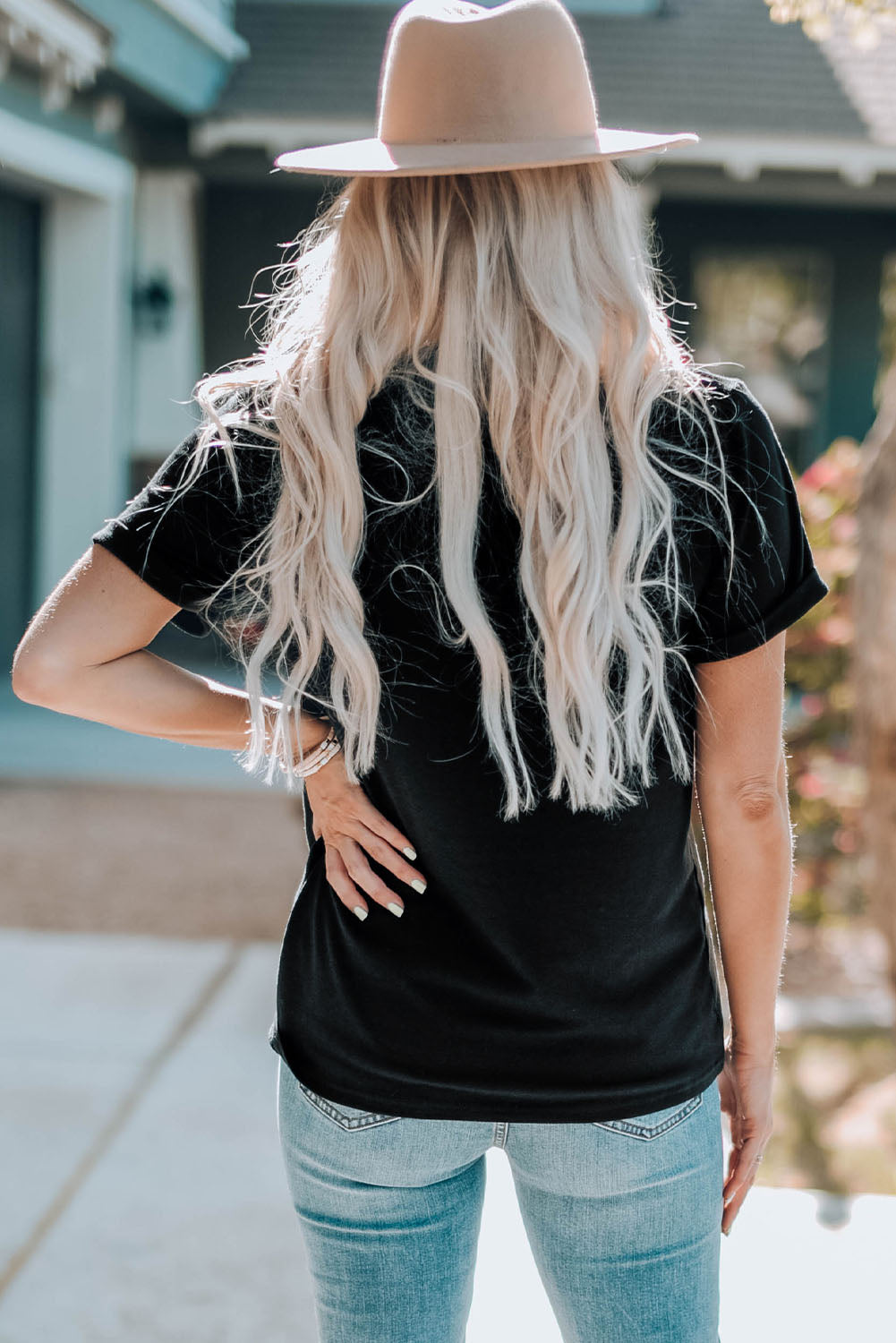 Slogan Printed Crew Neck Graphic T Shirt