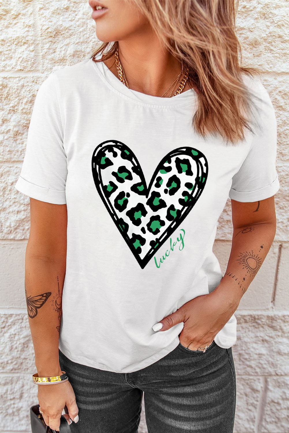 Slogan Printed Crew Neck Graphic T Shirt
