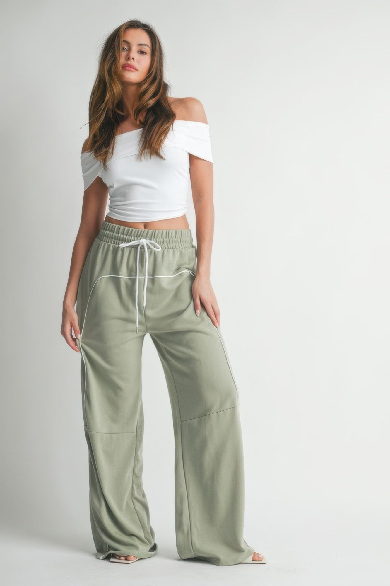 Piping Detail Drawstring Pants