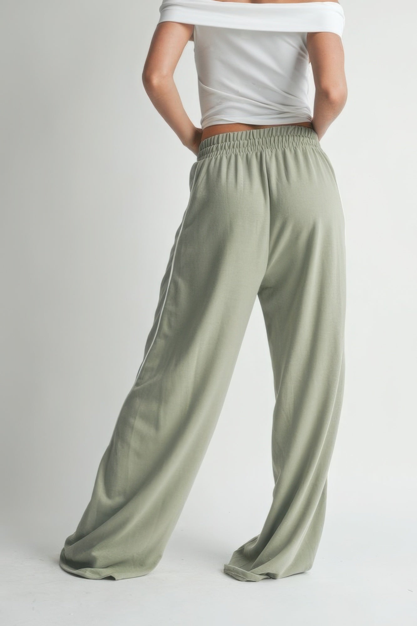 Piping Detail Drawstring Pants