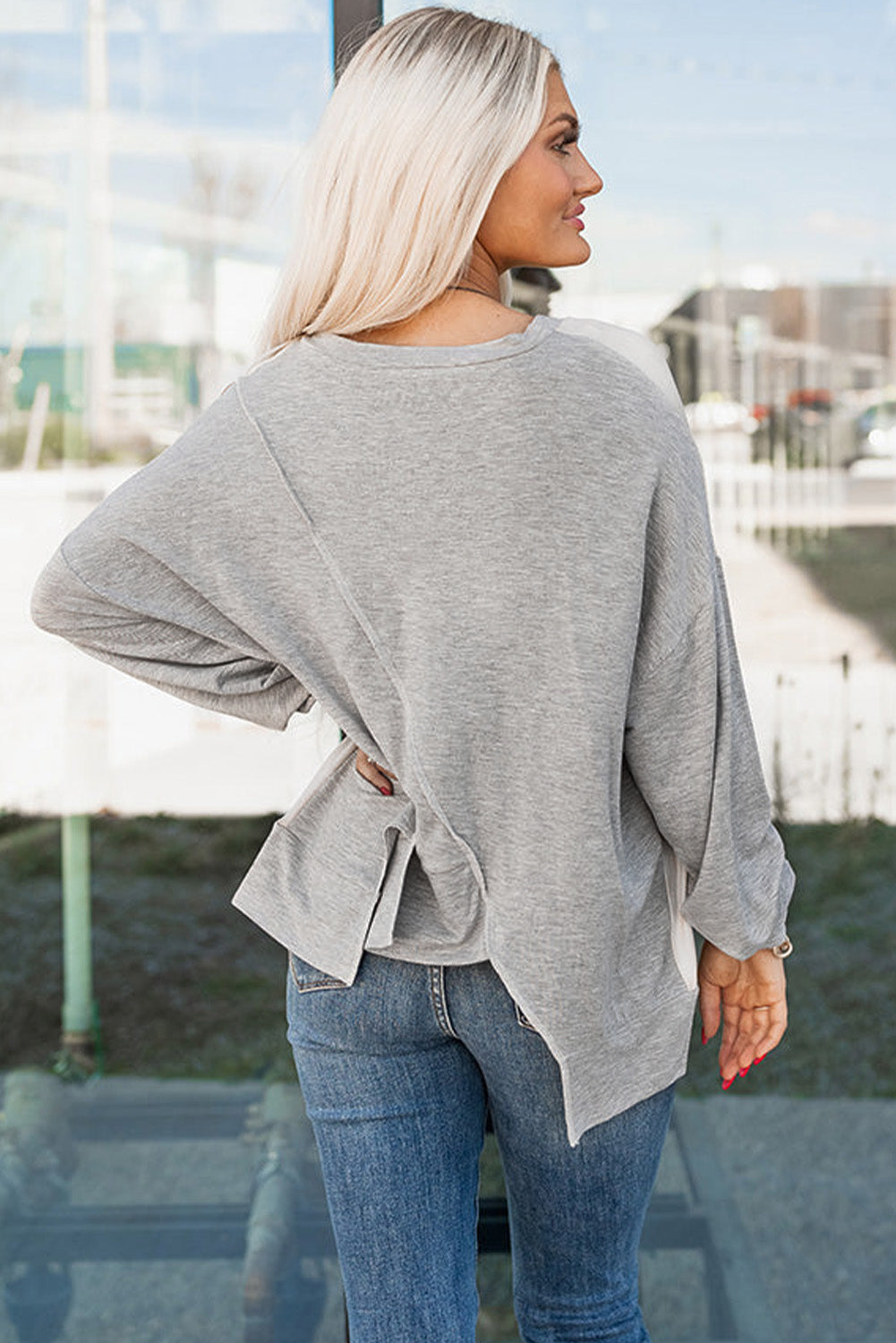 Colorblock Irregular Hem Top