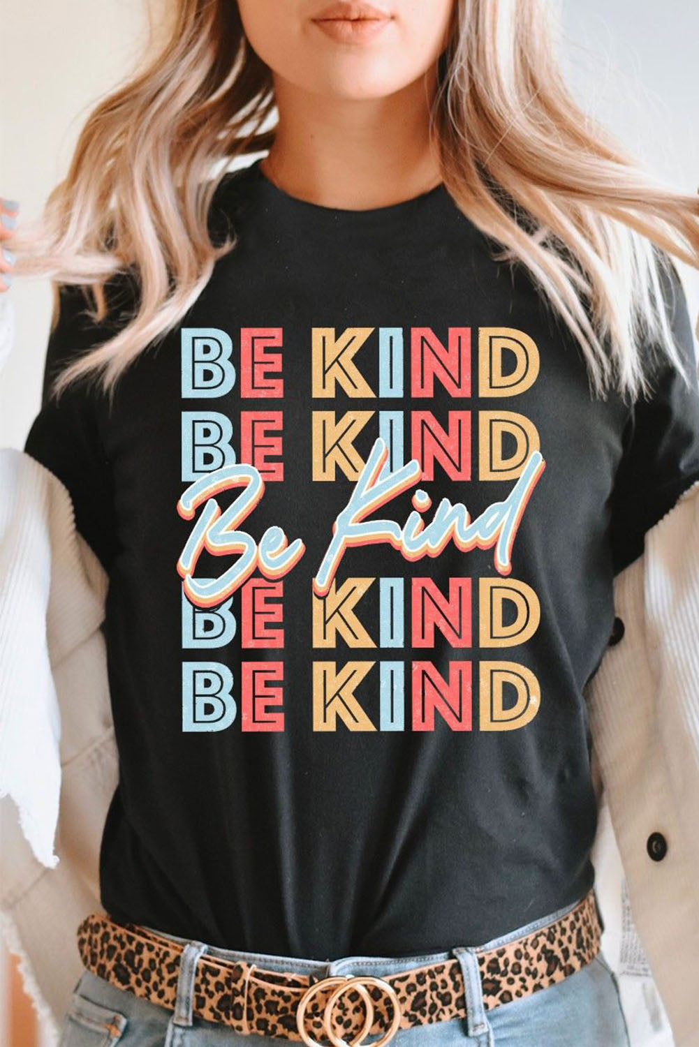 Slogan Graphic Printed Crew Neck T Shirt